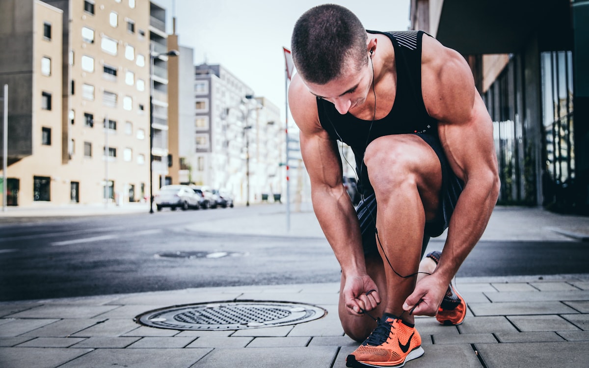 Male athlete performing strength training